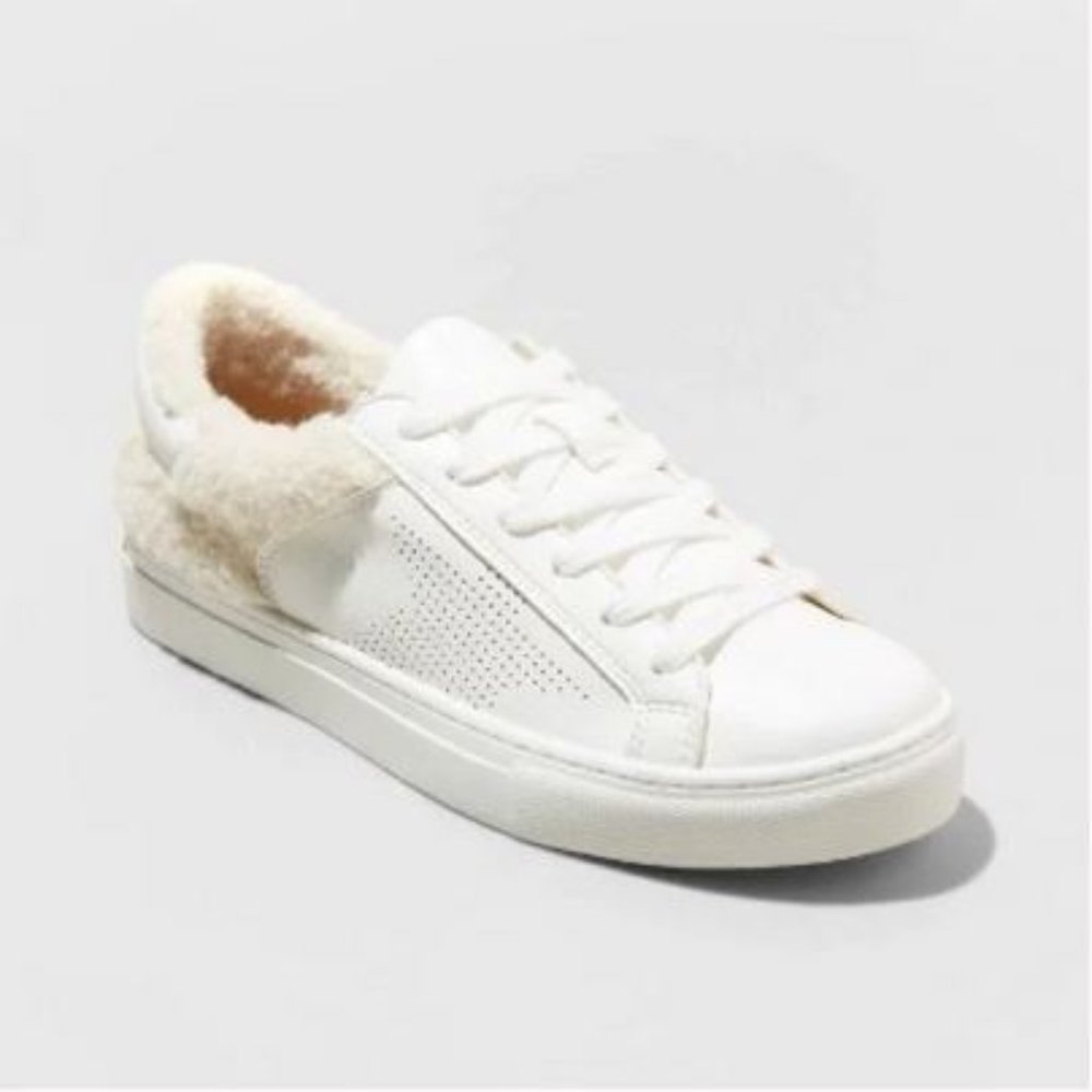 Women's Nia Faux Fur Sneakers Cream - Universal Thread